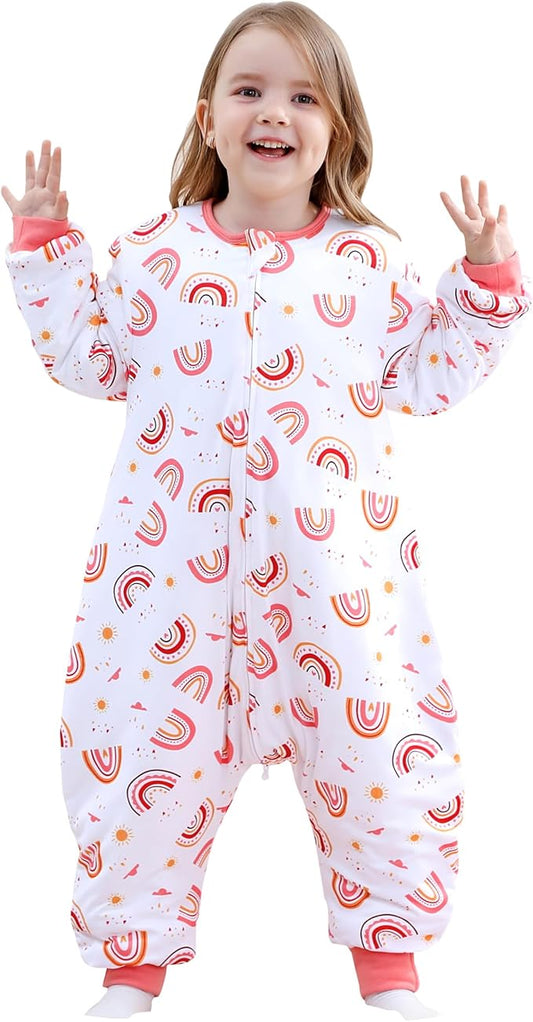 Toddler Sleep Sacks 2.5 TOG Winter Long Sleeve Sleep Sack with Legs 2-Way Zipper Baby Wearable Blanket