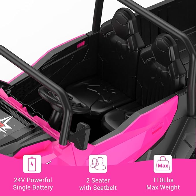 24V 2 Seater Ride on Dump Truck with Remote Control for Big Kids, 4WD 6 Wheels Ride on Car w/Music Player & LED Lights, Ride Toy Gift for Kid