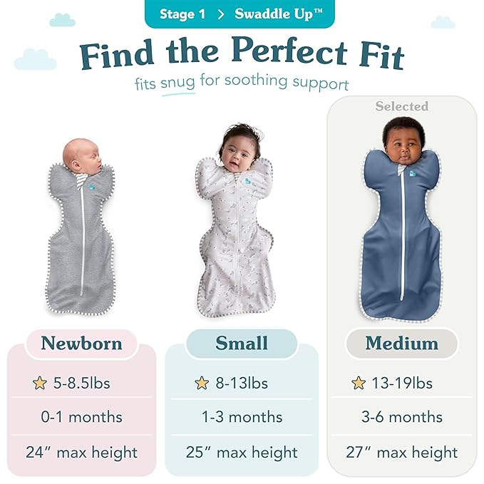 Love to Dream Swaddle UP, Baby Sleep Sack, Self-Soothing Swaddles for Newborns, Get Longer Sleep, Snug Fit Helps Calm Startle Reflex, Newborn Essentials for Baby, 1.0 TOG, 13-19 lbs, Stardust Gray