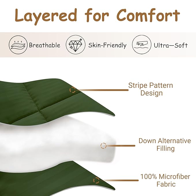 ZPECC Toddler Down Alternative Comforter, 39x47 Hypoallergenic Baby Blanket Quilt, Soft Breathable Lightweight All Season Kids Duvet Insert for Crib Stroller Cot Daycare, Olive Green