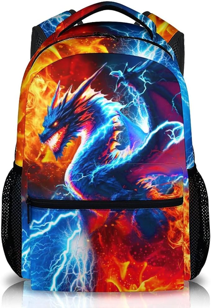 CustomWish Boys Dragon Backpack - School Backpacks for Kids Teens Kindergarten Primary Middle Senior - 17 Inch Cool Lightweight Bookbag for School Travel