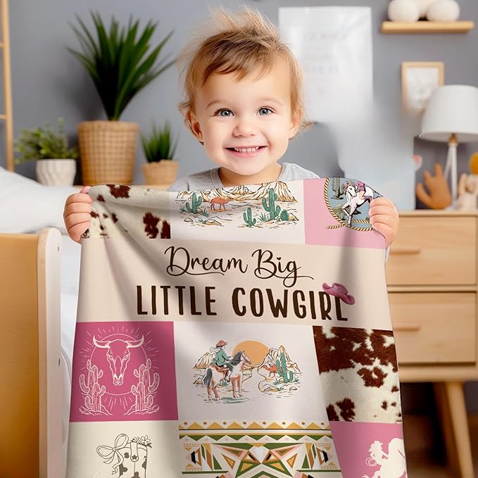Western Blanket, Western Decor for Nursery Room, Baby Blankets for Girls, Cowgirl Baby Blankets, Cowboy Baby Stuff, Soft Warm Lightweight Nursery Bed Blanket for Newborn Toddlers Daughter