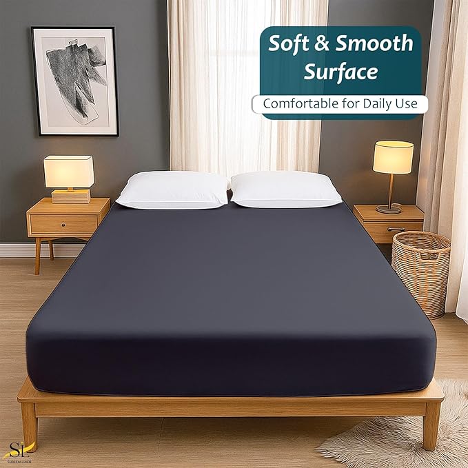 Queen Mattress Protector Fitted Sheet Style - Waterproof Vinyl Mattress Cover, Breathable, Bed Wetting & Spill Protection, Fits Mattresses up to 11.5" Deep (Dark Grey)