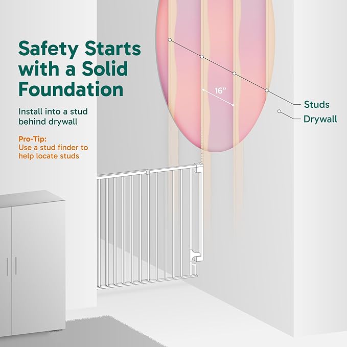 Cumbor 2 Pack 29.2-43" No Bottom Bar Baby Gate for Stairs, 2-in-1 Auto Close Dog Gate Indoor, Hardware Mounted Pet Gate for Doorways with Large Walk Thru Door, Child-Proof Safety Gate for Kids (White)