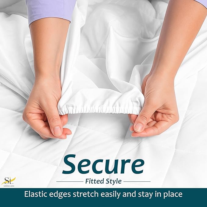 King Mattress Protector Fitted Sheet Style - Waterproof Vinyl Mattress Cover, Breathable, Bed Wetting & Spill Protection, Fits Mattresses up to 11.5" Deep (White)