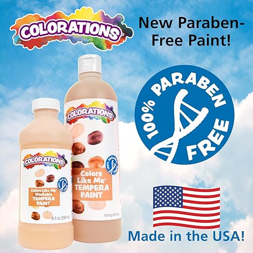 Colorations Washable Multicultural Paint - Color Like Me, 16oz Bottle, 8 Skin Colors, Kids, Art Supplies, Diverse, Rich Colors, Skin Tones, Multi-ethnicity, Colors from Around The World (Item # CMUL)