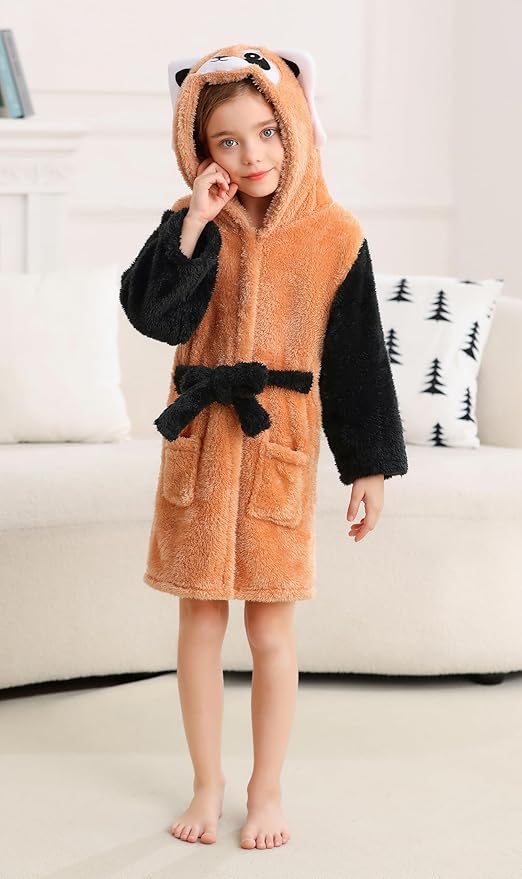 CuteOn Bathrobe for Women Soft Fleece Hooded Plush Loungewear