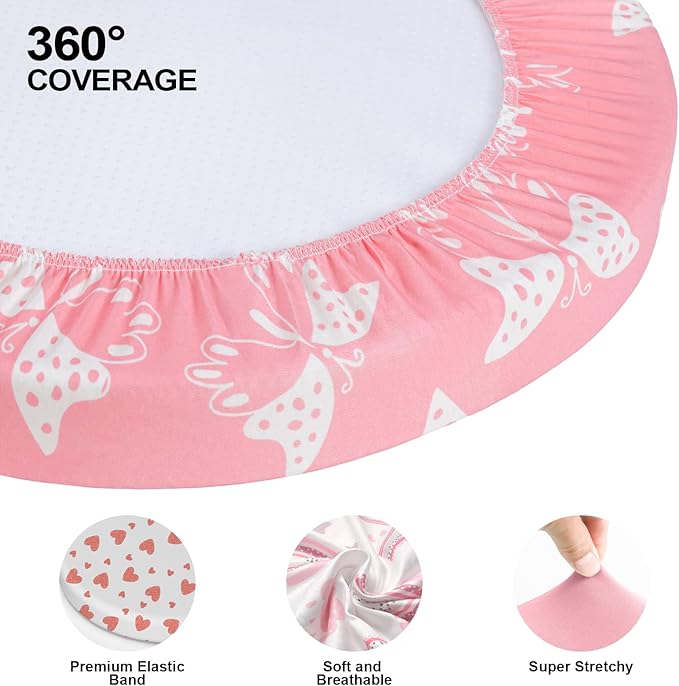 Baby Bassinet Sheets for Baby Boy Girls,4-Pack Fitted Bassinet Sheets Set Compatible with Halo Bassinest Swivel Sleeper,Baby Delight,Angelbliss,32"X16" (Pink Collection)