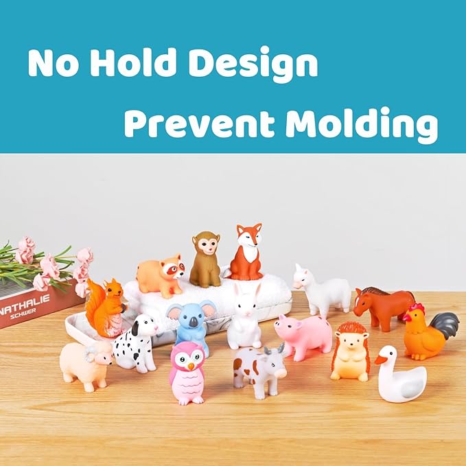 XY-WQ Bath Toys No Hole, for Infants 6-12& Toddlers 1-3, No Hole Bathtub Toys (Animal C2, 16 Pcs with Mesh Bag)
