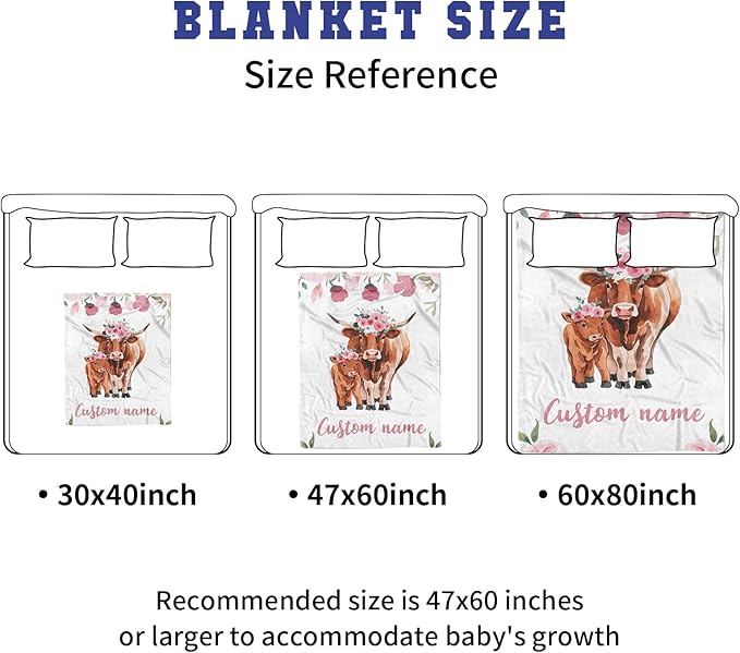 Custom Name Crib Bedding Set with Name - 2 Piece Cow Series Baby Set with Blanket and Crib Sheet, Cozy and Durable Infant Nursery Bedding, Gifts for Toddler Baby