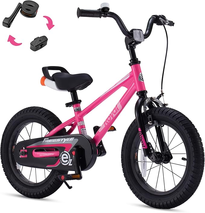 RoyalBaby Kids Bike Freestyle Classic & EZ Balance Pedal Switchable Bicycle, 12 14 16 18 Inch, 3-10 Years Toddler to Big Kids