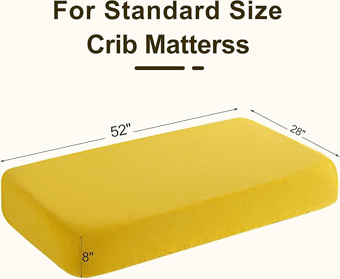 NTBAY 2 Pack Muslin Cotton Crib Sheets, Soft and Breathable Double Layer 28x52 Baby Crib Sheets for Standard Crib and Toddler Mattresses, Boys, Girls, Unisex, Ginger Yellow, 28x52 Inches