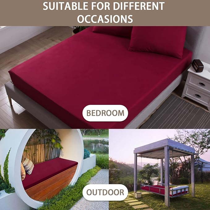 Mecerock Mattress Protector, Breathable and Soft Waterproof Mattress Protector, Mattress Cover, Wine Red King Mattress Cover