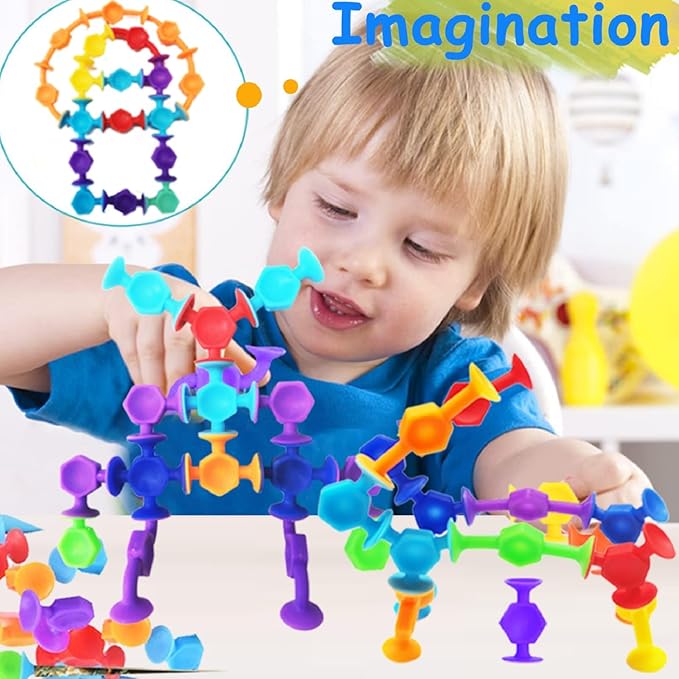 114pcs Suction Cup Bath Toys for Kids Toddlers Family Game - Preschool Learning Sensory Montessori Classroom Stocking Stuffers for Ages 3-8 Bathtub Window Toys for Autism