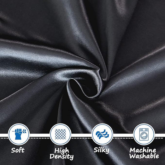 Satin Pack and Play Sheet Fitted, Soft & Silky Mini Crib Mattress Sheet (39"x27"x5") for Boys and Girls, Satin Playard Sheets for Baby Hair and Skin, Black