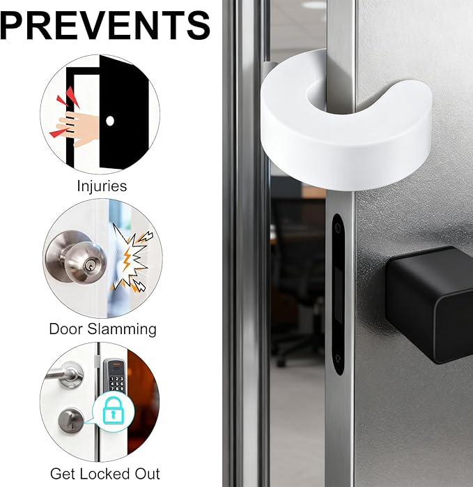 Door Pinch Guard, 4 Pack Door Slam Stopper Door Finger Pinch Guard Soft Thick Foam Door Stopper, Prevent Finger Pinch Injuries, Slamming Doors, Keep Pets from Getting Locked in (White)