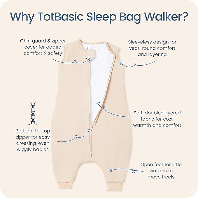 Toddler Sleep Sack with Feet, 1.0 TOG Baby Sleeping Bag with Legs, Oversized Wearable Blanket for 2T, 3T, 4T Walkers