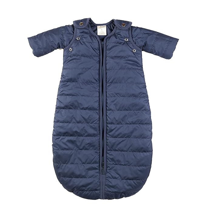 Baby Sleeping Bag Sack - Warm Quilted Duvet Material - Outdoor & Indoor, Unisex Travel Wearable Blanket. Fits Infants, Removable Sleeves & Convenient Shoulder Snaps, Indigo, Medium (6-18 Months)