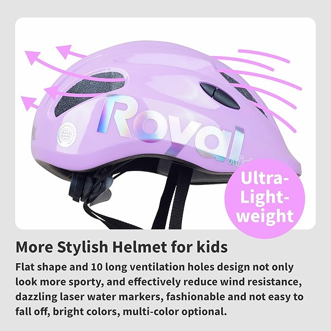RoyalBaby Kids Helmet 0.47 lb Ultra-Lightweight & Adjustable for Ages 5-13 Years, Ideal for Cycling, Scooter, Balance Bike & More Sports, 4 Vibrant Colors Available