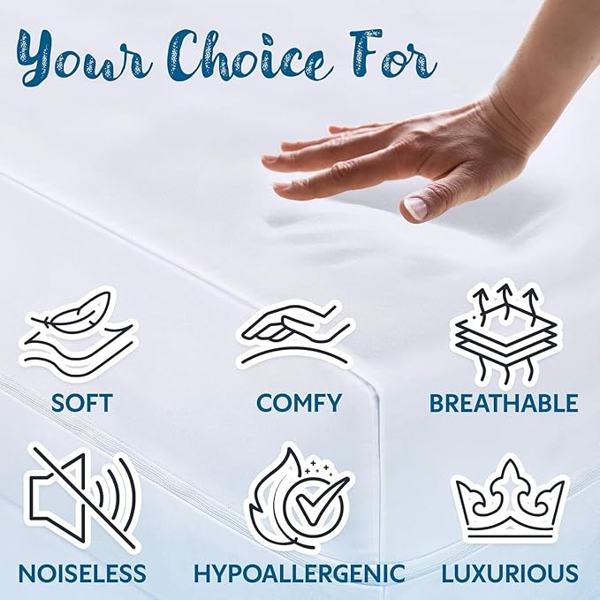 Guardmax Heavy Duty Vinyl Queen Zippered Mattress Encasement - Waterproof & Breathable Mattress Protector - Comfortable, Soft, and Noiseless Zippered Bedding - Dust Mite Proof (60 x 80 x 9)