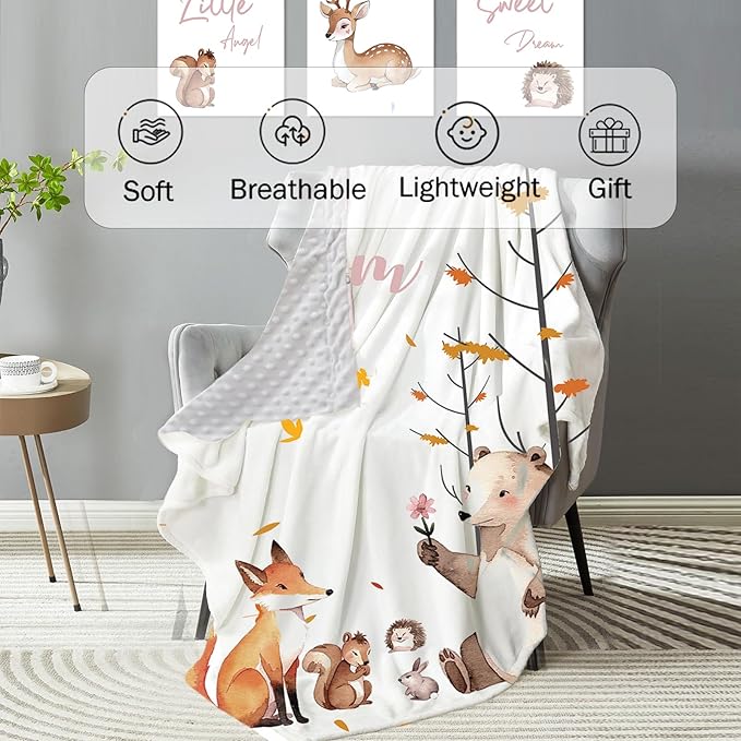 Personalized Baby Crib Bedding Set: 4 Piece Custom Gift Crib Bed Set with Name - Fox Sika Deer Design, Nursery Bedding Set for Baby Girls,Newborn Girls Crib Sets, Crib Bedding Shower Gifts