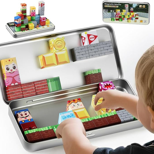 Magnetic Building Blocks for Kids Ages 3-8, STEM Magnetic Cubes Travel Toys with Iron Storage Box – Portable Sensory Learning for Toddlers, Fine Motor Skills Toy for Ages 3 4 5 6 7 8（Regular）