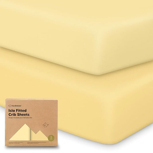 KeaBabies 2-Pack Baby Crib Sheets for Boys, Girls - 52x28 Viscose Derived from Bamboo Toddler Bed Sheets Neutral, Fitted Crib Mattress Cover for Standard Baby Bedding, Soft & Cozy (Sunshine)