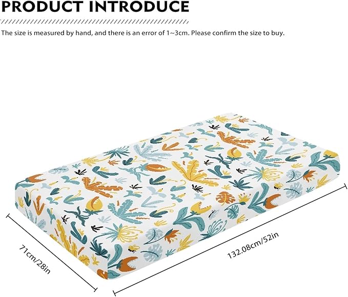 Plants and Flowers Fitted Crib Sheet Flowers Baby Crib Sheet Fit Standard Crib and Toddler Mattress,Crib Mattress Sheets for Boys Girls 28"x52"