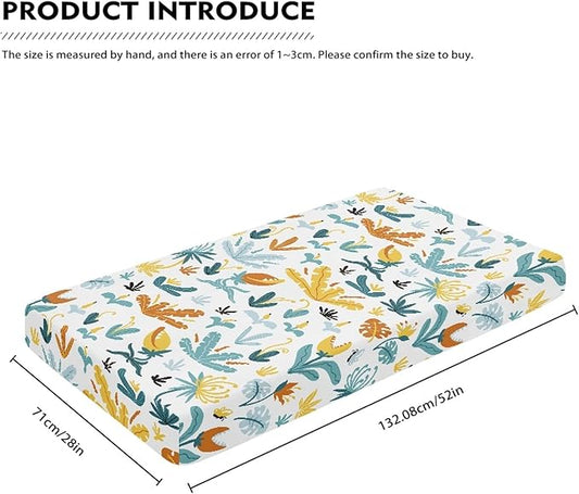 Plants and Flowers Fitted Crib Sheet Flowers Baby Crib Sheet Fit Standard Crib and Toddler Mattress,Crib Mattress Sheets for Boys Girls 28"x52"