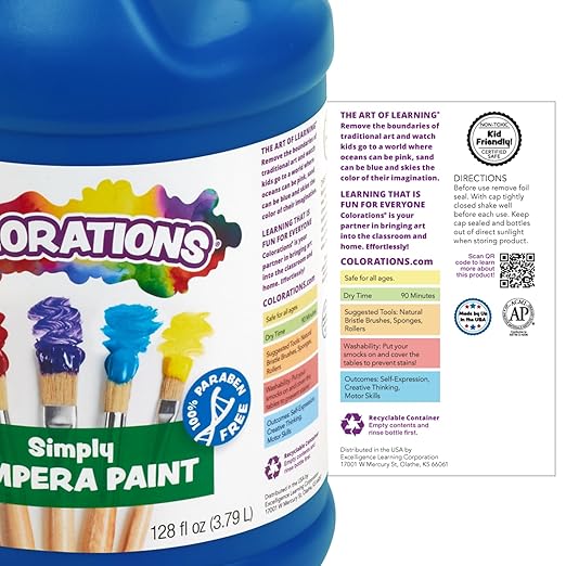 Colorations Paraben-Free Tempera Paint for Kids - 1 Gallon, Vibrant Magenta. Non-Toxic and Made in the USA, Classroom Must Haves, Bulk Arts and Crafts Supplies