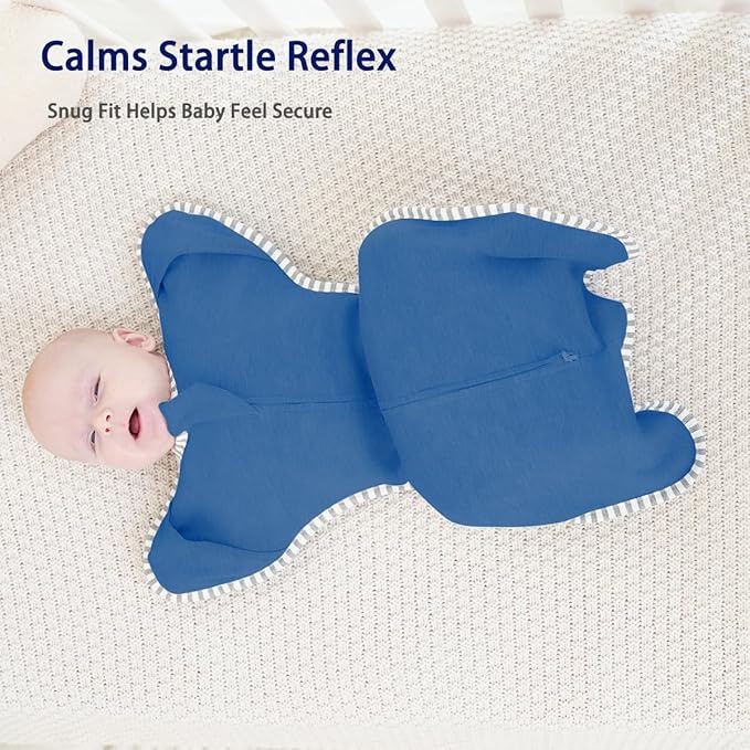 Transitional Swaddle 6-9 Months Baby Wearable Blanket, 2-Pack Infant Sleep Sack Arms up Swaddles with 2-Way Zipper Arms In/Out 100% Cotton 0.8 Tog Baby Transition Swaddle Sack (Large 20-27lbs)