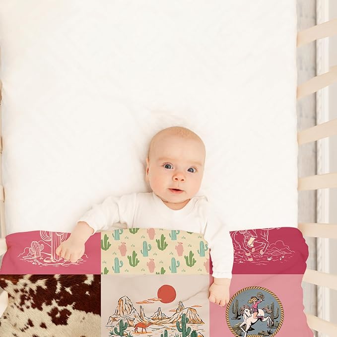 Western Blanket, Western Decor for Nursery Room, Baby Blankets for Girls, Cowgirl Baby Blankets, Cowboy Baby Stuff, Soft Warm Lightweight Nursery Bed Blanket for Newborn Toddlers Daughter
