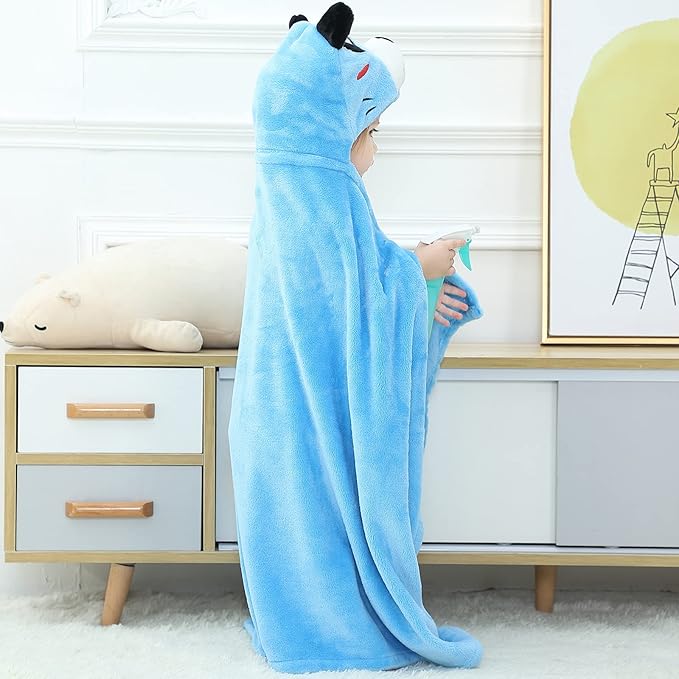Wearable Blanket Hoodie for Kids Toddlers Hooded Towels Soft Cozy Wearable Throw Blanket Hoodie for Boys Girls
