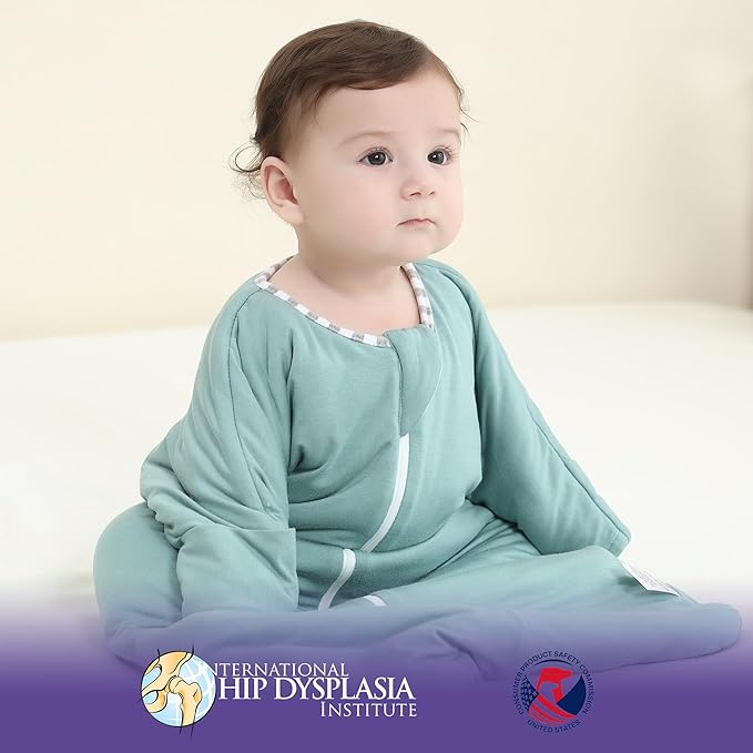 PuppyPaws Baby Sleep Sack 1.5 TOG 2-Pack Set, Transitional Swaddle with Arms Up Length Sleeves and Mitten Cuffs, Sleep Sack 9-15 Months, 95% Viscose from Bamboo, 5% Spandex