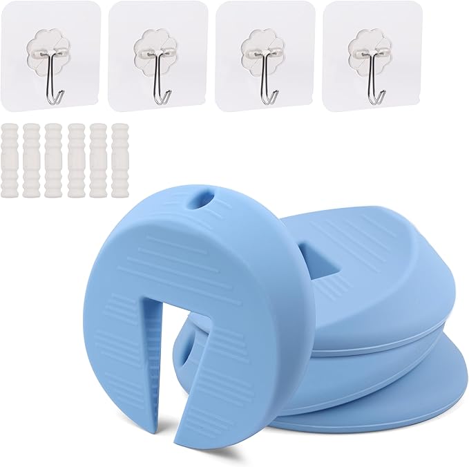 Neobay Door Pinch Guard and Door Slam Stopper, Durable Silicone Door Finger Pinch Guard, Prevents Finger Pinch Injuries, Slamming on Even Heavy Doors, Door Safety for Kids, 4 Packs Blue Upgraded.