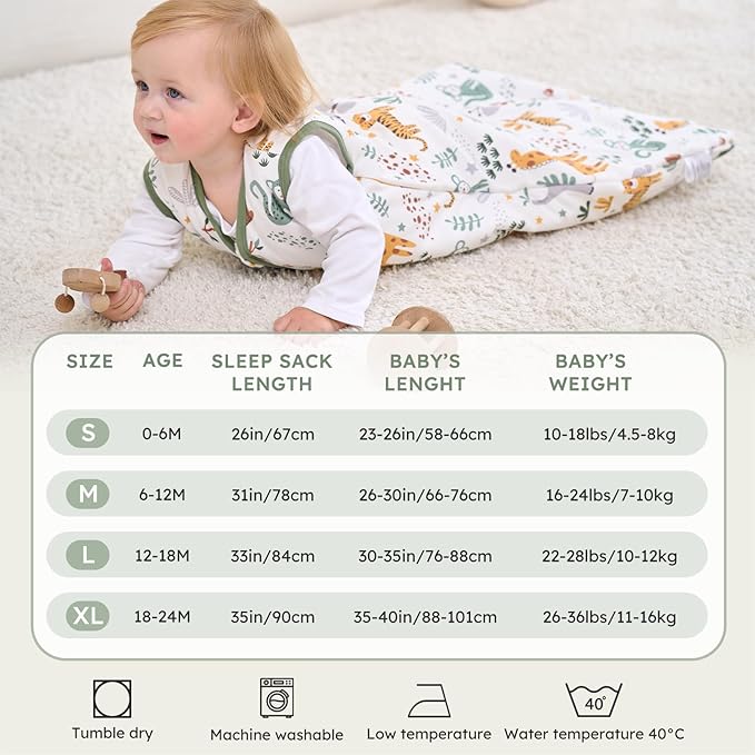 Baby Sleep Sack 18-24 Months, 2.5 TOG Cotton Winter Baby Wearable Blanket with 2-Way Zipper, Warm Soft Sleeping Bag for Toddler Boy Girl, XLarge Giraffe