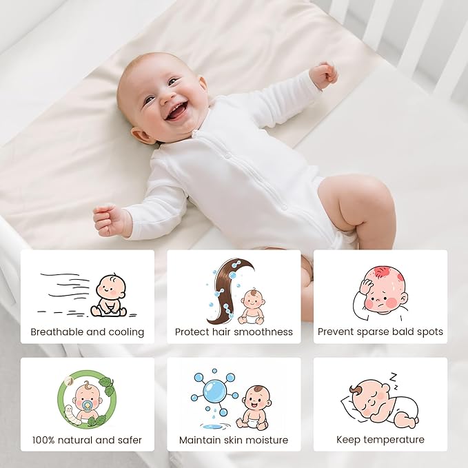 THXSILK 100% 7A+ Grade Mulberry Silk Bassinet Sleeve Baby Boy Girl for Standard Cradle Mattress, Soft and Breathable for Toddler Hair Protection 22inch*20.5inch, Pearl White