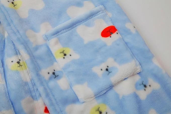 Toddler Robes Cute Pattern Bathrobe Unisex Kids Robe Baby Flannel Hoodie Pajamas Sleepwear