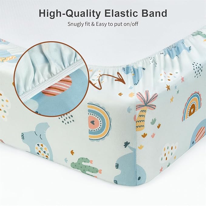 Baby Crib Sheets 2 Pack for Boys and Girls Fit for Standard Crib Toddler Mattress Breathable Soft Microfiber Baby Sheet 28x52x8 in (Dumbo & Green)