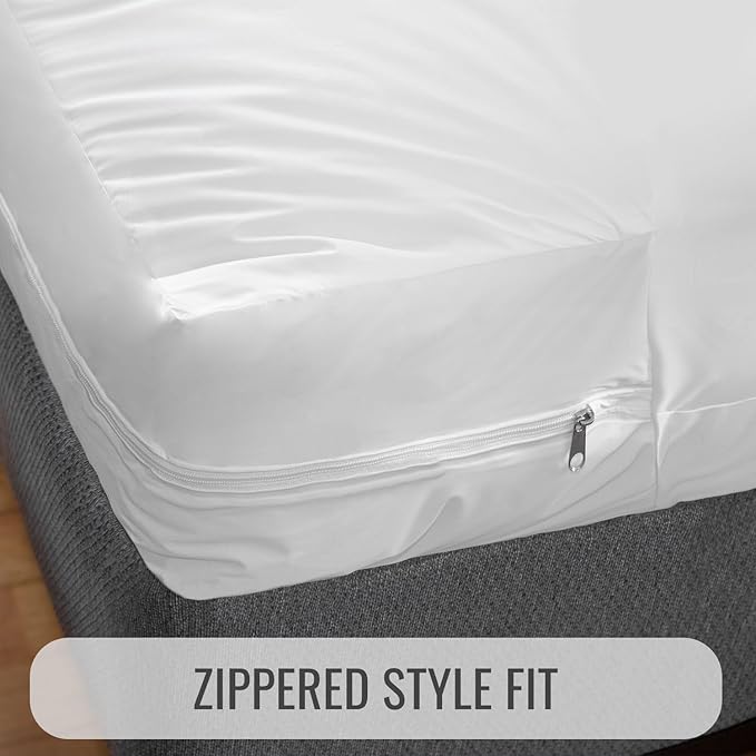 DMI Waterproof Mattress Protector and Mattress Cover, Soft, Encased Zippered Fit, Twin, Packaging may vary