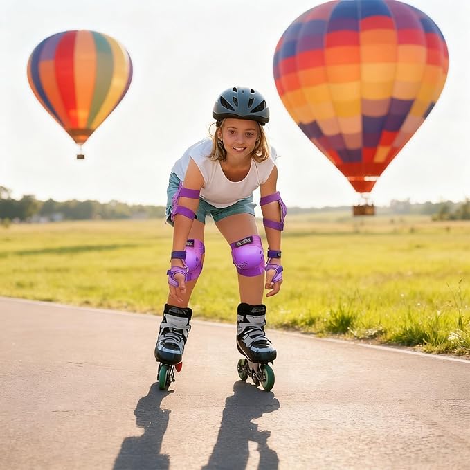 Kids/Youth Knee Pads Elbow Pads Wrist Guards Protective Gear Set for 3-15 Years, Child Roller Skates, Cycling, BMX Bike, Skateboard, Inline Skating, Scooter Riding and Outdoor Sports