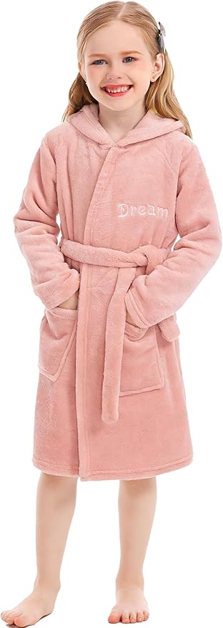 Toddler Robes Cute Pattern Bathrobe Unisex Kids Robe Baby Flannel Hoodie Pajamas Sleepwear