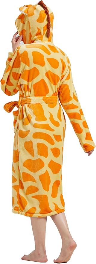 CuteOn Bathrobe for Women Soft Fleece Hooded Plush Loungewear