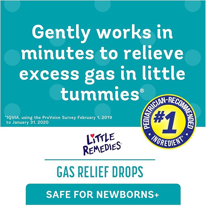 Little Remedies Newborn Gas Relief Drops, Relieves Discomfort From Gas, Baby Medicine with No Artificial Flavors or Dyes, Natural Berry Flavor, 1 Fl Oz