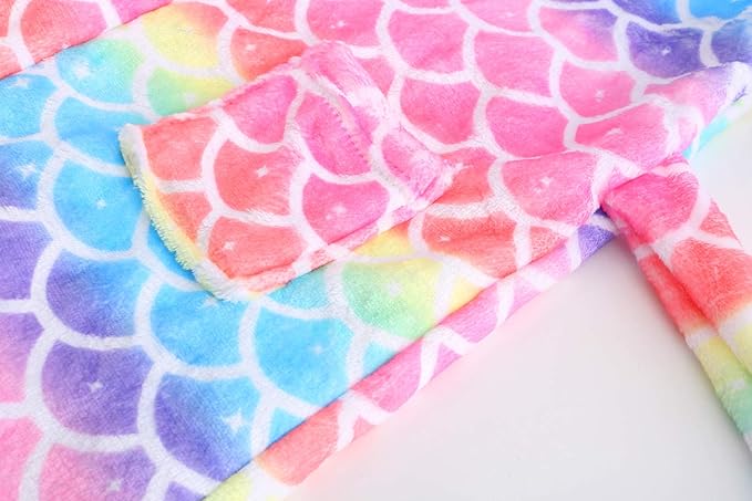 Jxstar Girls Bathrobes Kids Hooded Robes Plush Fleece Pajamas Soft Coral Sleepwear