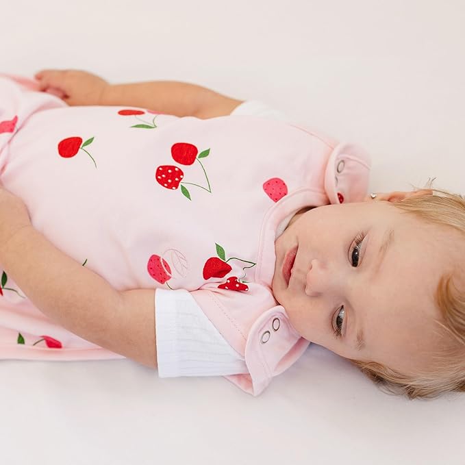 Ecolino Organic Cotton Baby Sleep Sack - 2-Way Zipper Baby Wearable Blanket - Toddler Sleeping Bag Sack - 2-4 Years - Cherry