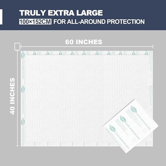 Heavy Duty Underpads 40"X60" Super Sized Chucks Pads 270 Grams Disposable Bed Pads with Strength Cloth Backing Extra Absorption Pads for Incontinence (100X152CM, 15 Count, Discreet Packaging)