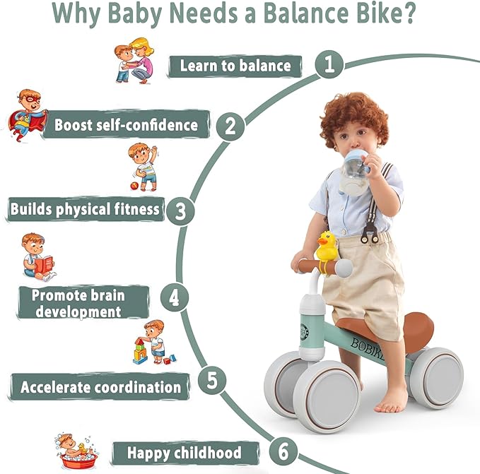 Baby Balance Bike Toys for 12-36 Months Kids Toy Boy Girls Gifts Toddler Best First Birthday Gift Children Walker No Pedal Infant 4 Wheels Bicycle (Light Green)