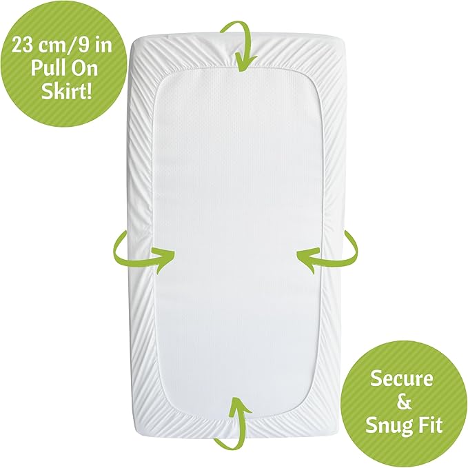 Vesta Baby Crib Mattress Protector - 52” x 28” Noiseless Waterproof Pad Cover - Absorbent Soft Jacquard Bamboo Rayon Fitted Sheet for Infant & Toddler Bed Potty Training