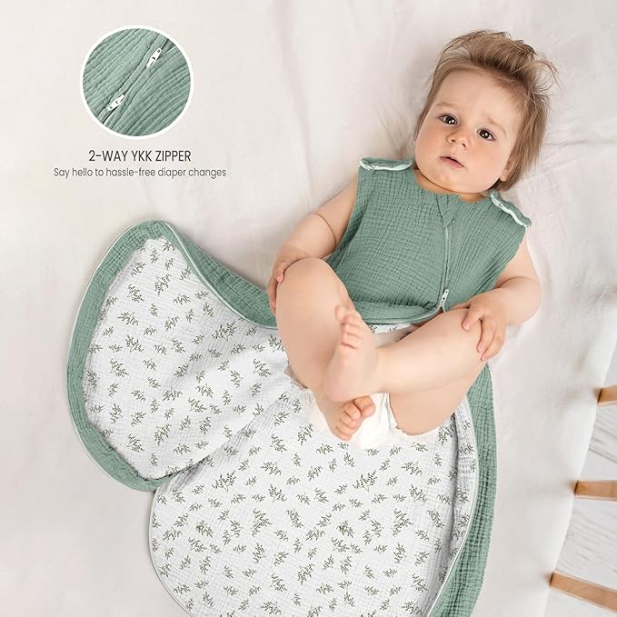 lulumoon Sleep Sack Muslin for Baby: Cotton Wearable Blanket for 9-15 Months - Soft Lightweight Ideal for Nursery Lounge Nighttime Naptime 6-12 Months